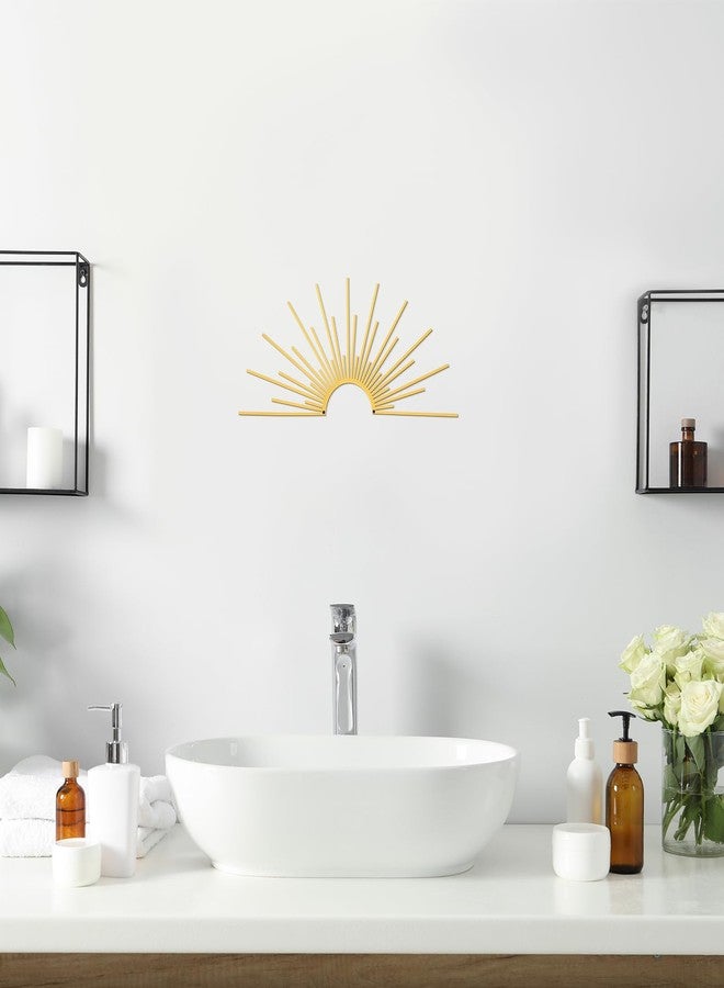 Otoolling Sun Gold Metal Wall Decor Minimalist Sun Sparkle Metal Wall Art Boho Abstract Sculpture Sunshine Minimalist Line Design for Kitchen Bedroom Living Room Outdoor,15.7'' x 7.7'' - Image 4
